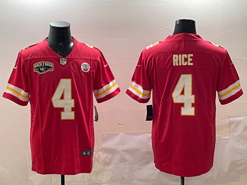 Men Kansas City Chiefs #4 Rice Red Second generations 2025 Nike Limited NFL Jersey style 3